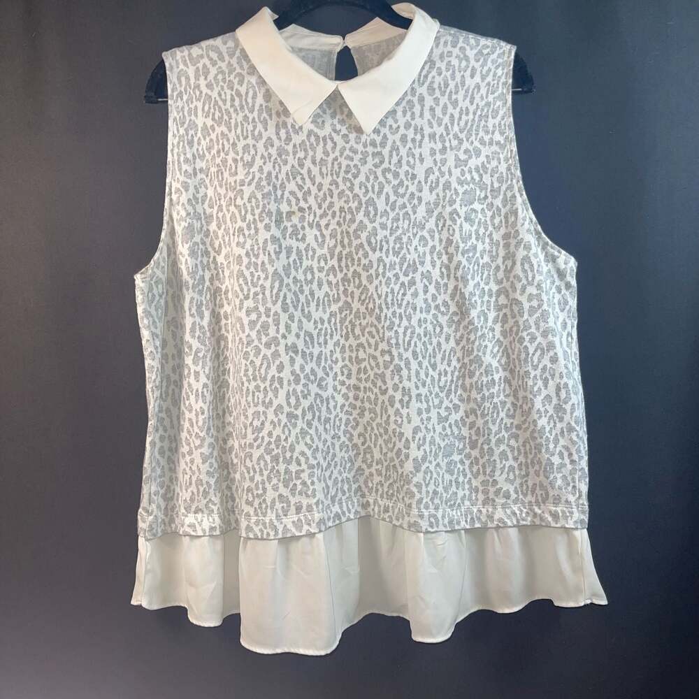 XL - Lot of 2 Sleeveless Peplum and Collared Top - Picture 6 of 11